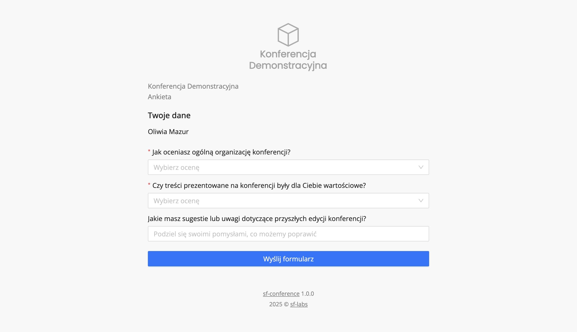 Przykładowa ankieta po wydarzeniu