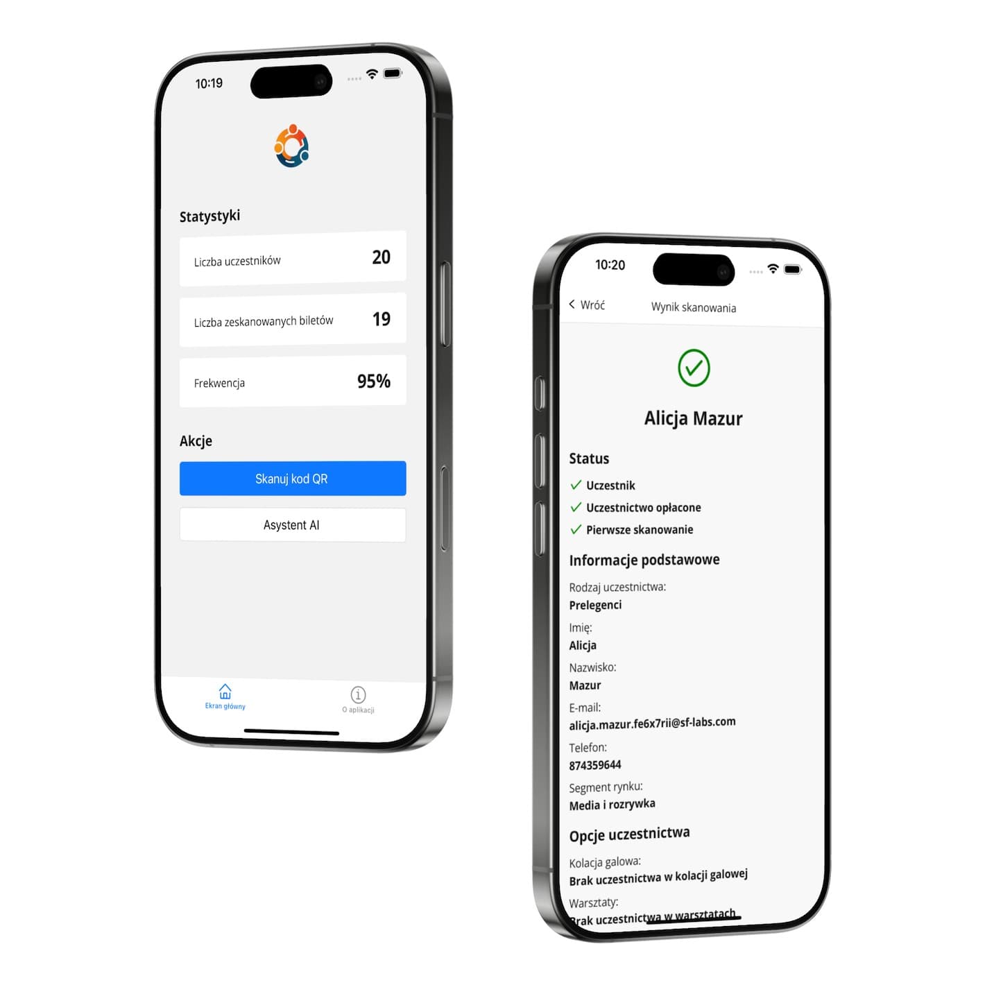 Mobile app (sample data)