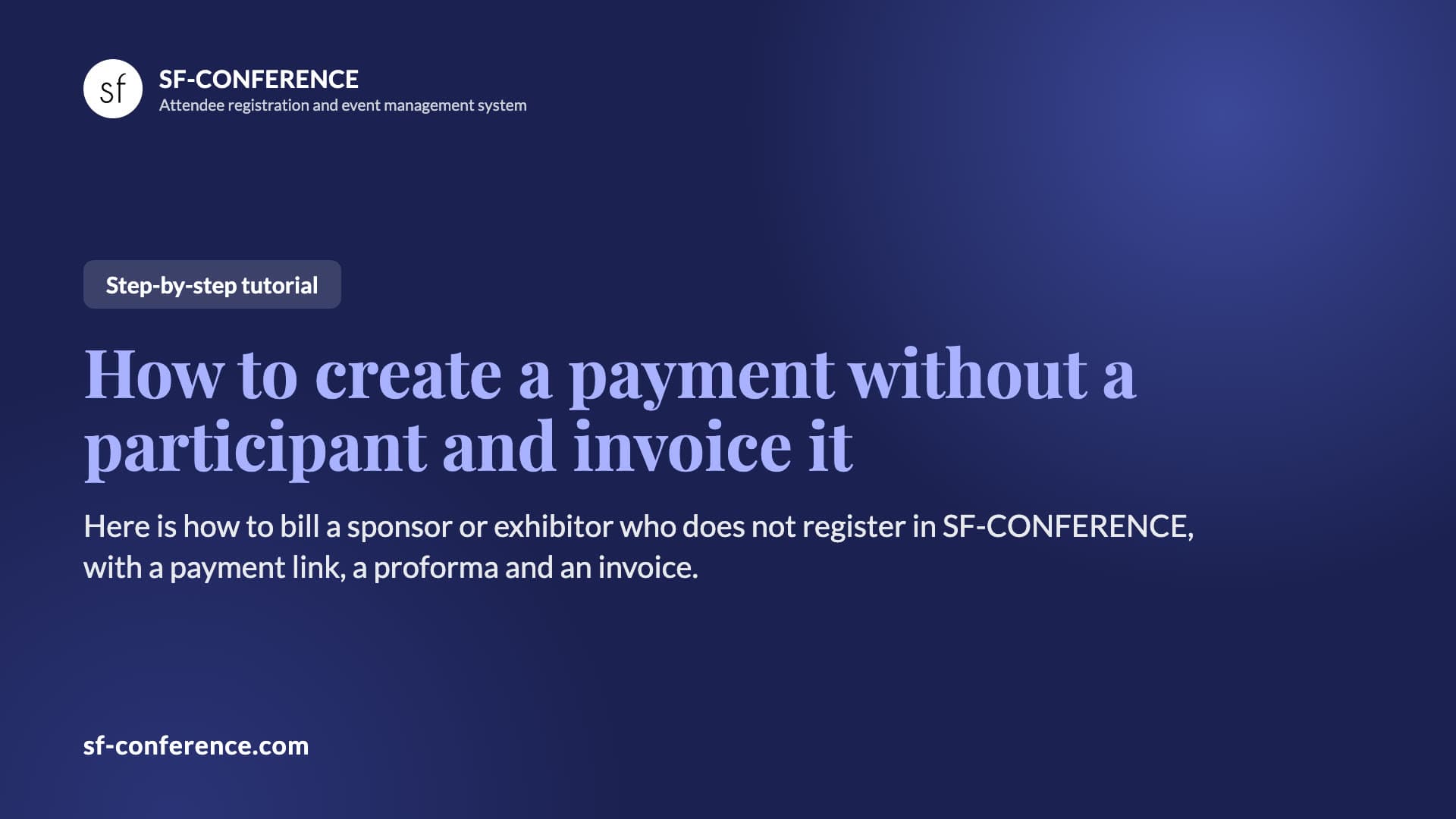 How to create a payment without a participant and invoice it