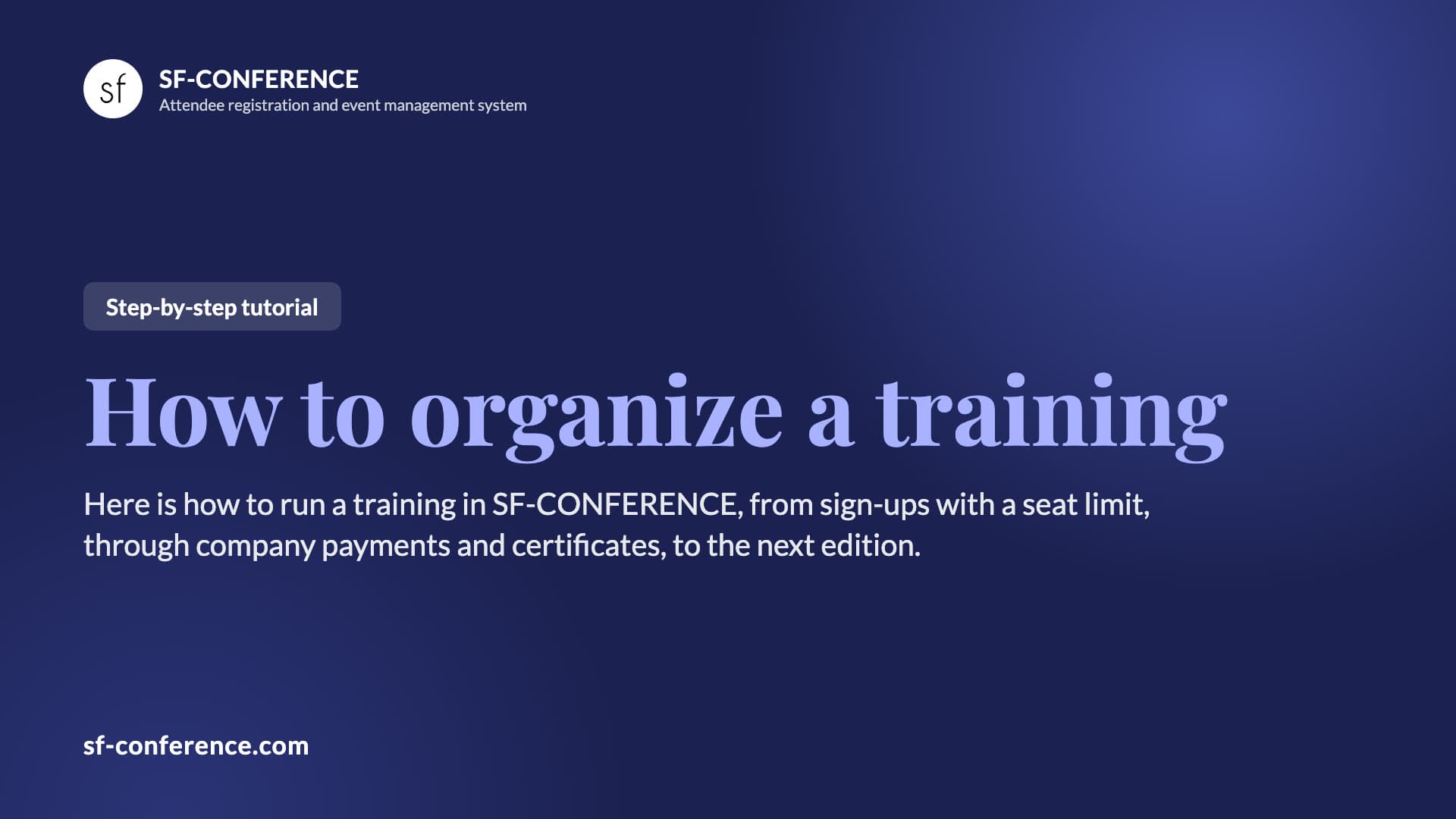 How to organize a training