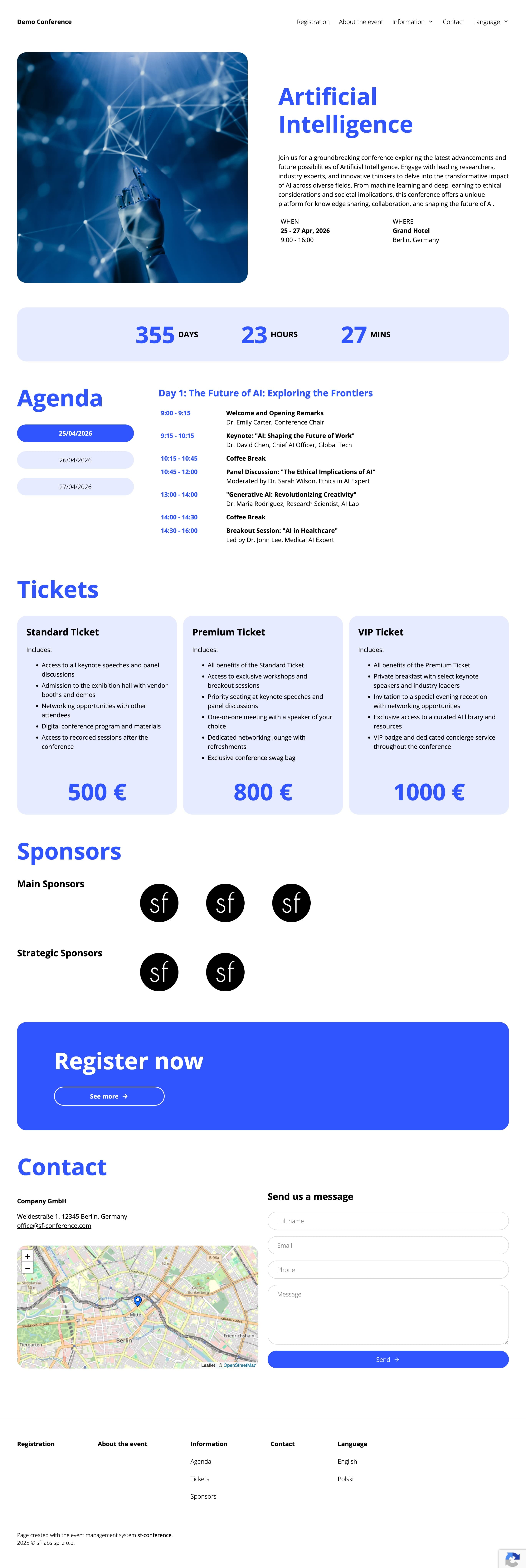 Example event website