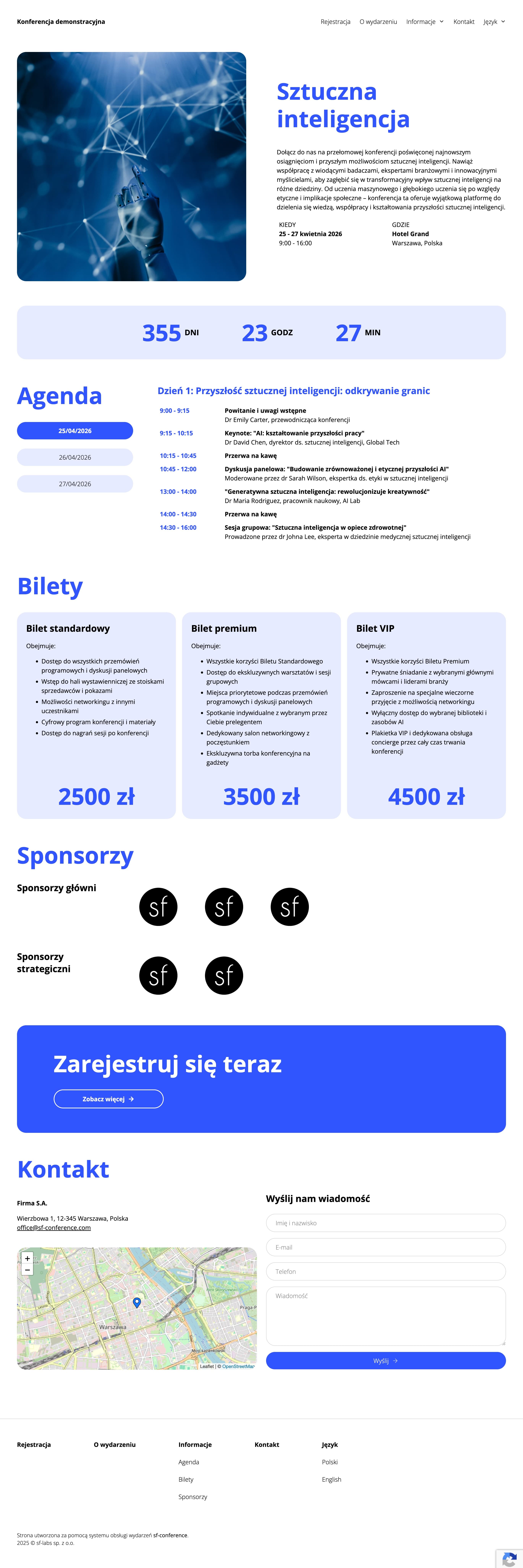 Przykładowa strona internetowa wydarzenia