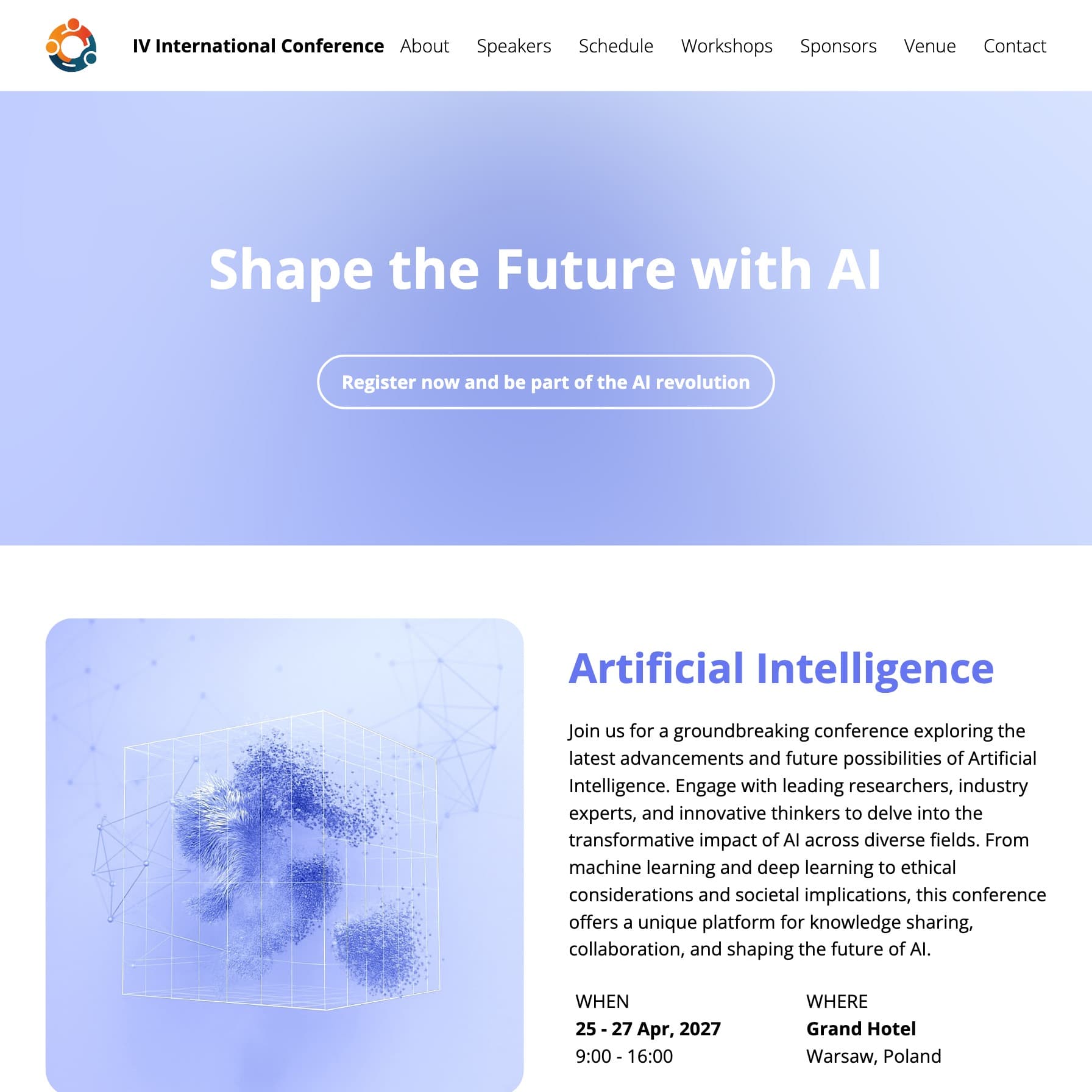 Sample event page (fictional data)