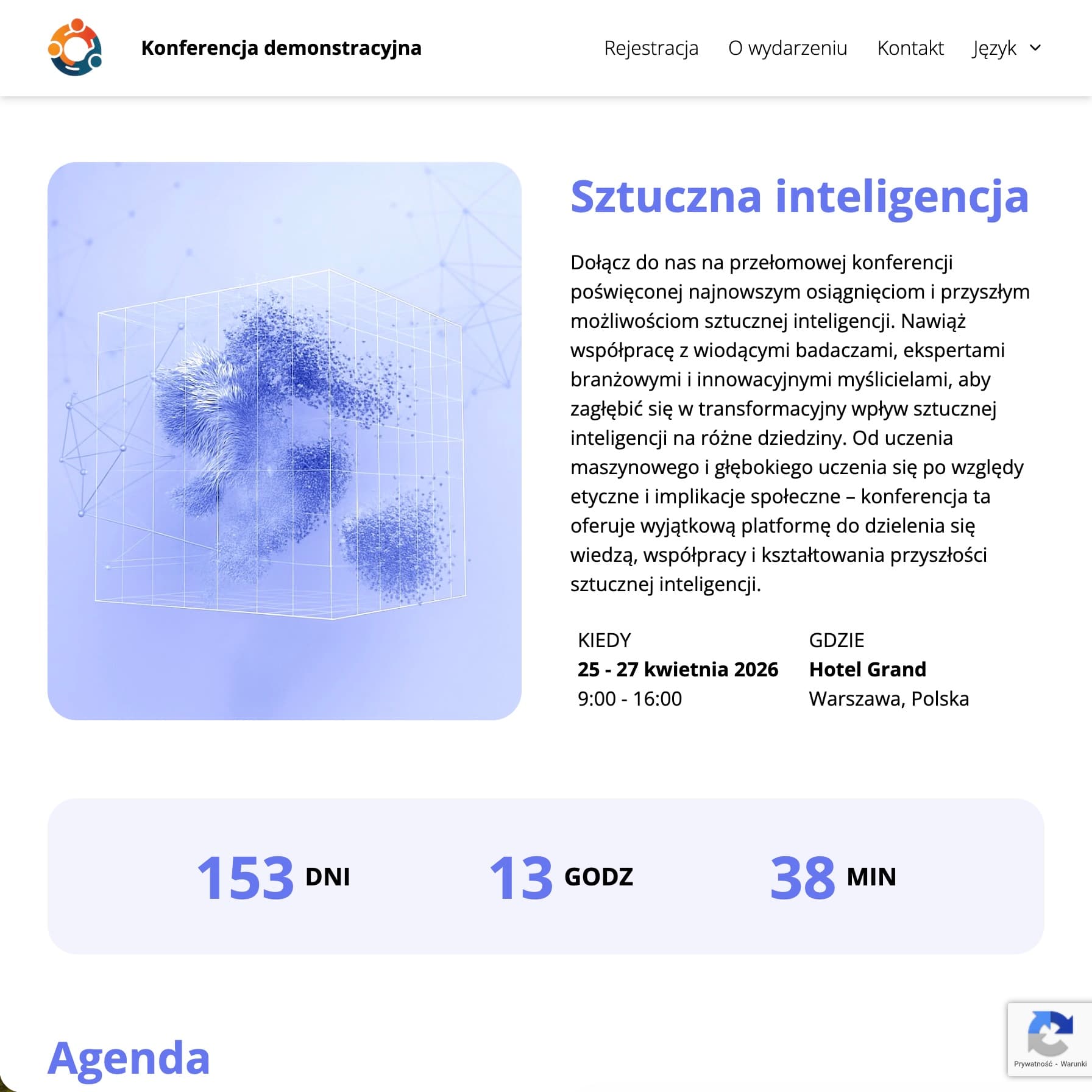 Strona internetowa wydarzenia (dane fikcyjne)