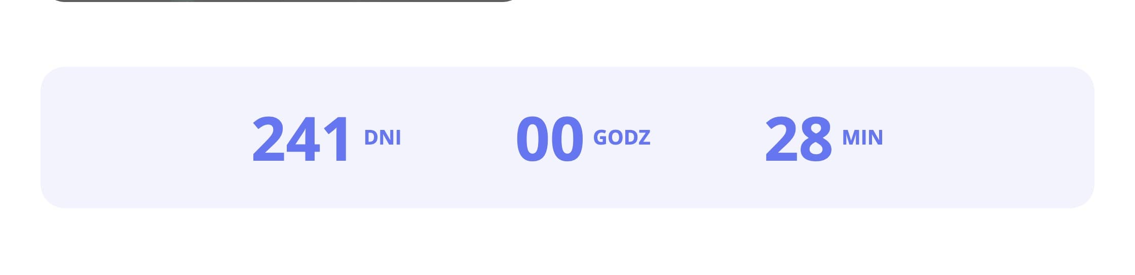 Blok odliczania w panelu i na stronie wydarzenia (dane fikcyjne)